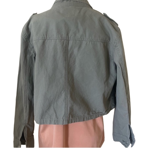 🍁 Military Style Cropped Jacket Olive size medium lightweight khaki Kenzie boxy - Picture 5 of 5